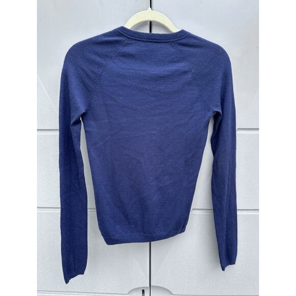 Theory Cashmere Henley Cashmere Sweater Sz S Slim Fit Navy Blue Minimalist READ - Picture 7 of 15